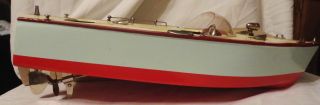 Vintage Japan 1950s Ito TMY Wooden Speed Boat Battery Operated w