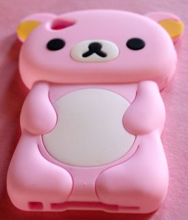 iPOD TOUCH 4G LIGHT PINK CUTE TEDDY BEAR 3D SILICONE RUBBER SOFT CASE