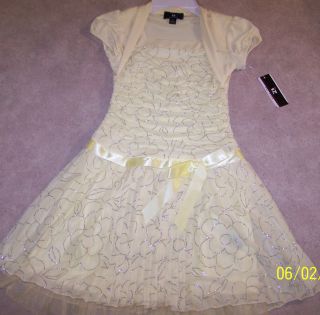 Girl 10 Dress New IZ Amy Byer Retails $62 Yellow Sparkle Edition Fancy