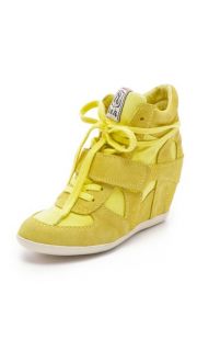 Ash Bowie Suede Wedge Sneakers with Canvas Insets