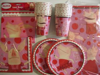 Olivia The Pig Birthday Party Supplies Set Pack Kit 16 w Loot Bags