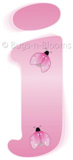 Pink Letter Mural Ladybug Nursery Bedroom Wall Decor Girls Baby Name