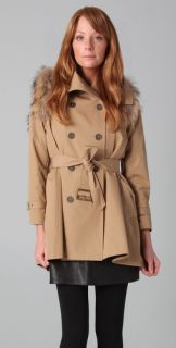Rebecca Minkoff Jacquelyn Trench Coat with Fur Trim