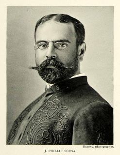1895 Print Portrait John Phillip Sousa Composer Conductor Military