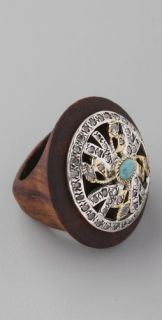Gara Danielle Wood Ring with Turquoise Stone