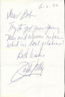 Jack Kelly Autograph Note Signed 06 02 1980