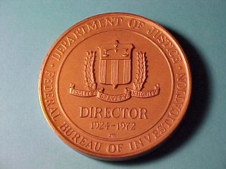 Edgar Hoover FBI Director 1972 Huge Bronze Medal United States Mint