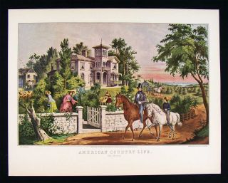 Currier and Ives Print   American Country Life May Morning   Victorian