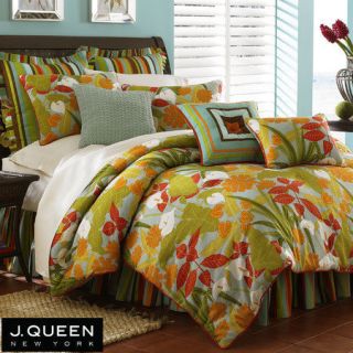 Queen New York PALM BEACH Tropical Queen Comforter Set Euro Shams 6
