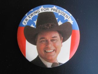Ewing for President Dallas Larry Hagman 80s Campaign Button Pin