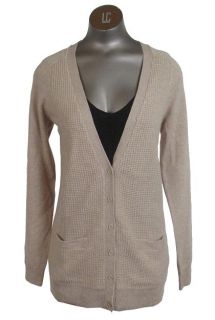  Cashmere Waffle Cardigan Sweater Heather Flax Small J.Crew Collection