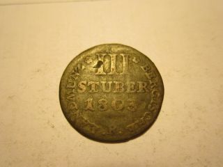 Over 200 yrs Old 1803 German States Berg 3 Stuber Coin Currency Money