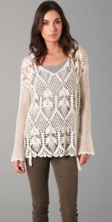Free People Pacifica Crochet Hooded Sweater