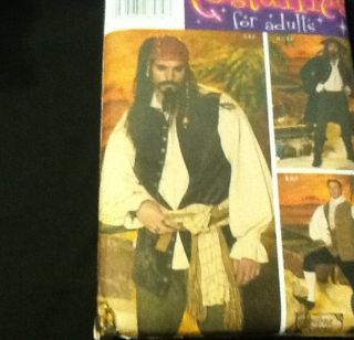 Mens Pirate Costume L XL Uncut Sewing Pattern Jack Sparrow