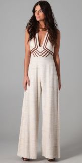 Zimmermann Calm Jumpsuit with Leather Trim