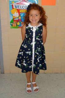 Janie and Jack Spring Lily Navy Floral Dress 6 Girls