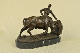 Cadeau Statue Matador Corrida de Fisher Bronze Socle Marbre Signee