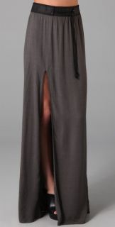 Helmut Lang Front Slit Skirt with Leather Waist