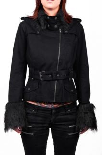 Tripp Gothic Coat Fur Protector Steampunk Lacuna Coil Punk Emo Jacket