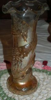 Vintage Marigold Carnival Jain Fish Vase