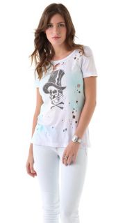 Chaser Top Hat Skull Destroyed Slouchy Tee