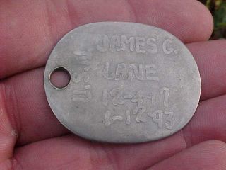 WWI US Navy Dog Tag with Thumb Print James C Lane