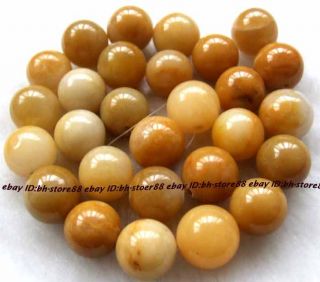 14mm Beautiful Yellow Jade Round Gemstone Beads 15