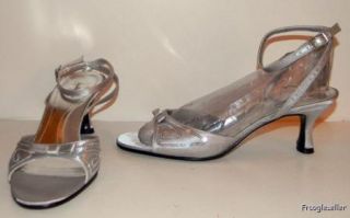 Jaqueline Ferrar Womens Slingbacks Heels Shoes 7 5 M Silver Fabric