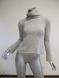 James Perse Light Gray Cashmere Ribbed Sleeve Turtleneck 3