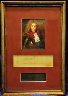 King James II Autograph in Custom Matted Frame with Plaque