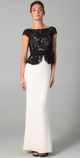 Marchesa Notte Column Gown with Lace Bodice