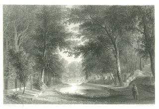 MT Auburn Cemetery Forest Pond Boston Mass 1849 Antique