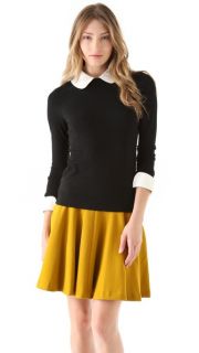 Milly Leather Trim Sweater