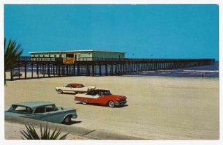JAX Beach Pier Old 50s Cars on Broad Beach Jacksonville Beach FL 1960