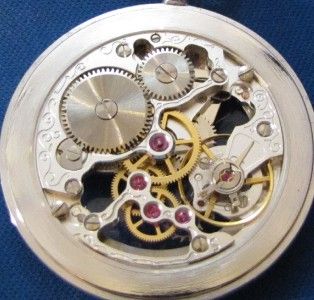 Jacques Du Manoir Swiss Silver Tone Brass Skeleton Dial Pocket Watch E