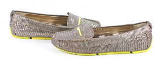 Sam Edelman Jones Gunmetal Leather Lizard Embossed Loafers Shoes 6 New