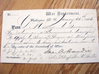 Civil War Medical Doctor Pass SGD by Colonel James Hardie