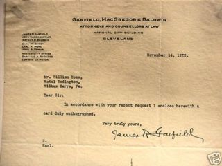 James R Garfield Signature Son of President Garfield