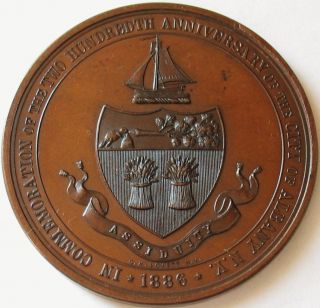 1886 200th Anniversary of Albany New York Bronze Copper Medal by G H