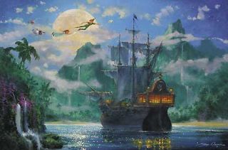  Pan Moonrise Over Pirates Cove James Coleman Disney NEW Canvas Signed