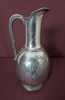 Very Fine Victorian James w Tufts Silver Plated Water Pitcher