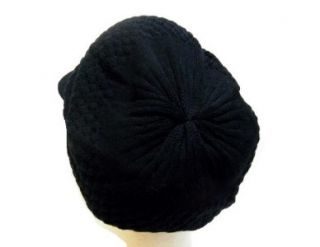 Black Plain Knit Jamaica Rasta Newsboy Cotton Tam Hat