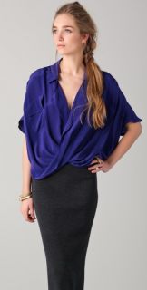 Funktional Cap Sleeve Fold Front Blouse