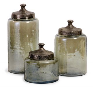  Round Luster Glass Kitchen Canisters Apothecary Storage Jars