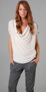 Haute Hippie Draped Front Tee with Contrast Piping