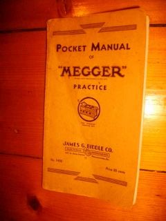Pocket Manual Megger Practice 1935 James G Biddle Co Electrical