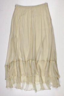 Elizabeth and James Womens Maxi Flared Melon Ivory Silk Skirt XS $205
