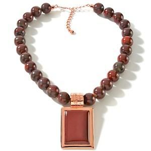 Jay King MINE FINDS Tanzanian Rose Red Rectangular Pendant & Necklace