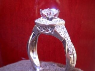 Jared Certified Colorless Round Halo Diamond Vintage Style Engagement