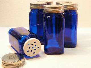 Sun Block Blue 4oz Square Spice Jars w Stainless Lids